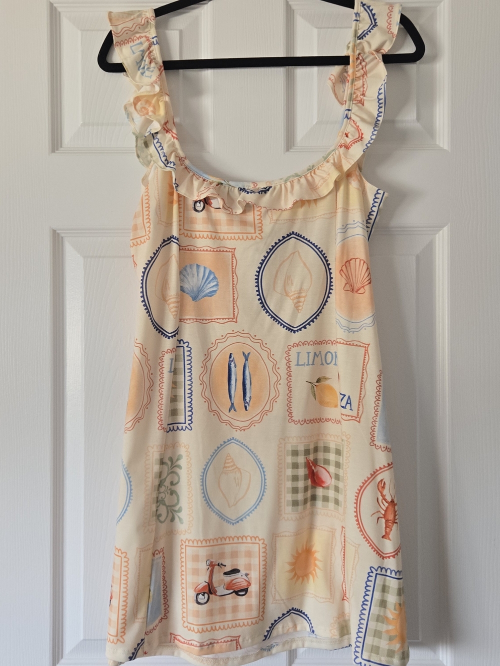 ASOS DESIGN mini dress in postcard print - Size 12 - Picture 4 of 5